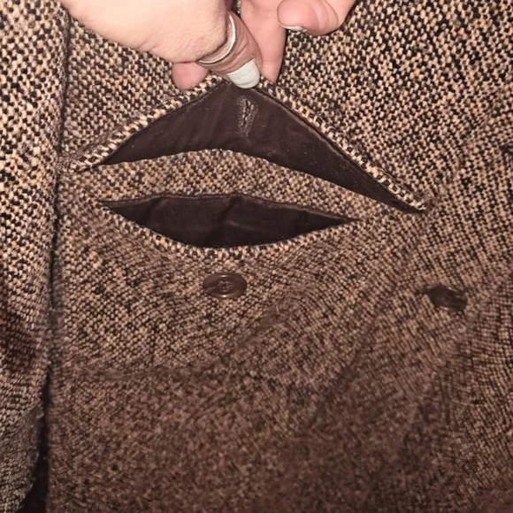 Eddie Bauer Vintage Womens Wool Blend Tweed Trench Coat Sz. S - Picture 9 of 12